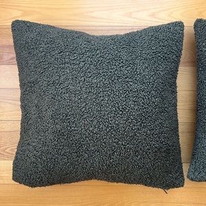 Set of Two 20” Square Cozy Teddy Faux Fur Pillows - color Loden